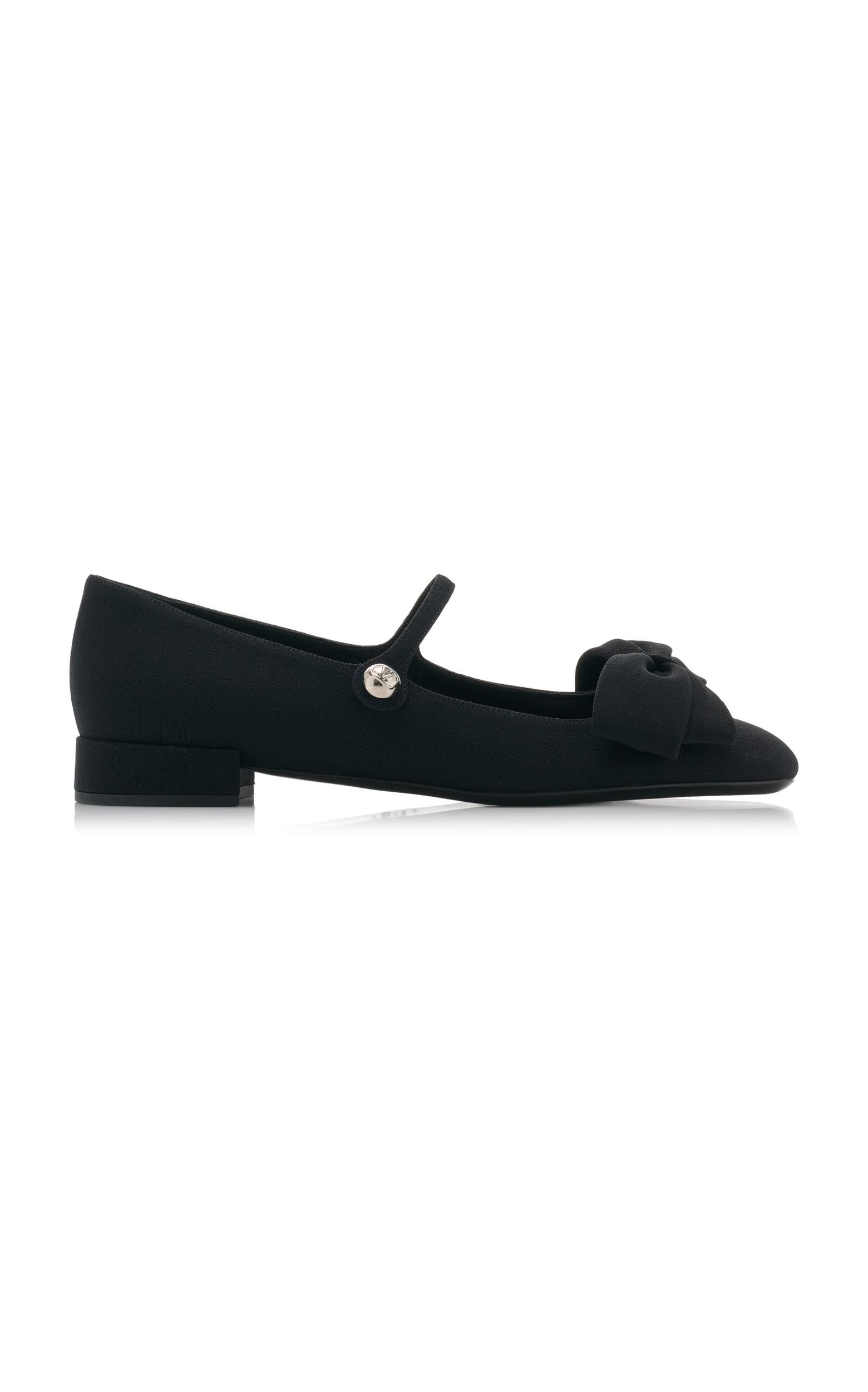 VALENTINO GARAVANI Black Mary Janes With Bow Detail In Crepe Fabric Woman In Multicolor Product Image
