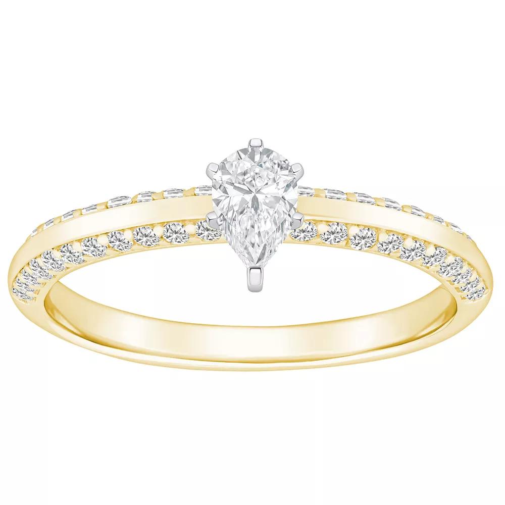 Alyson Layne 14k Gold 3/5 Carat T.W. Diamond Pear Shape Pave & Polished Band Engagement Ring, Womens 14k Two Tone Gold Product Image