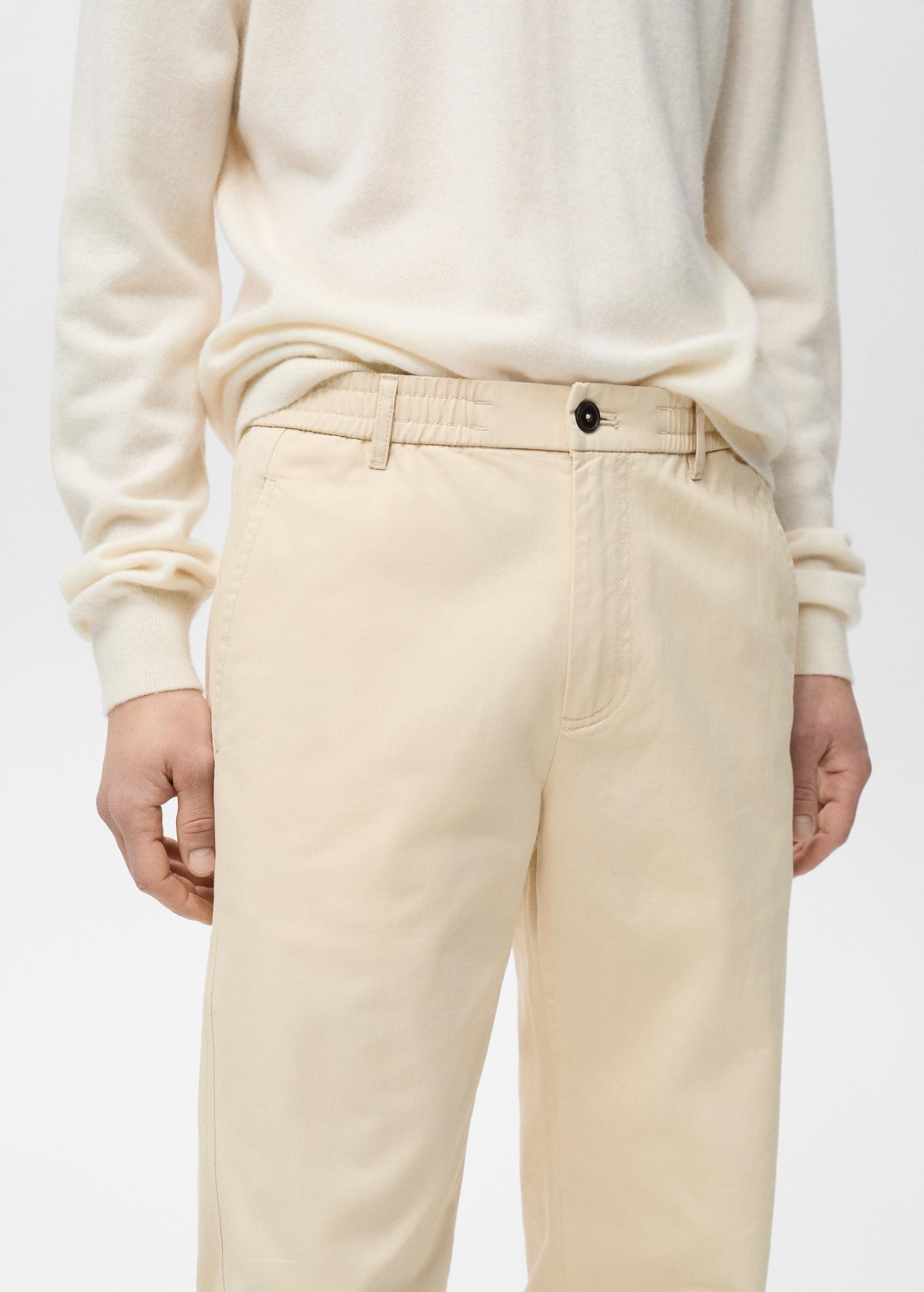 Regular-fit cotton pants with drawstring - Men | MANGO USA Product Image