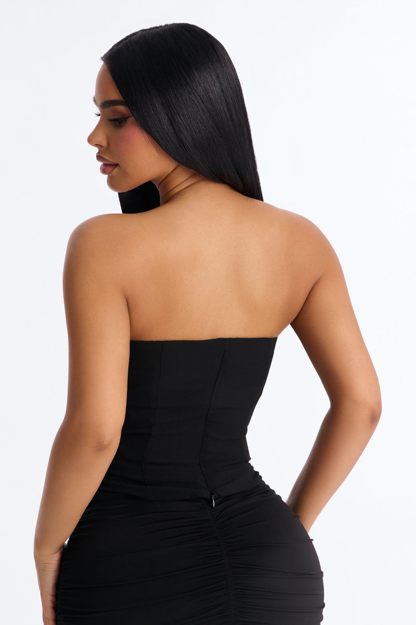 Karly Chiffon Ruched Tube Top - Black Female Product Image