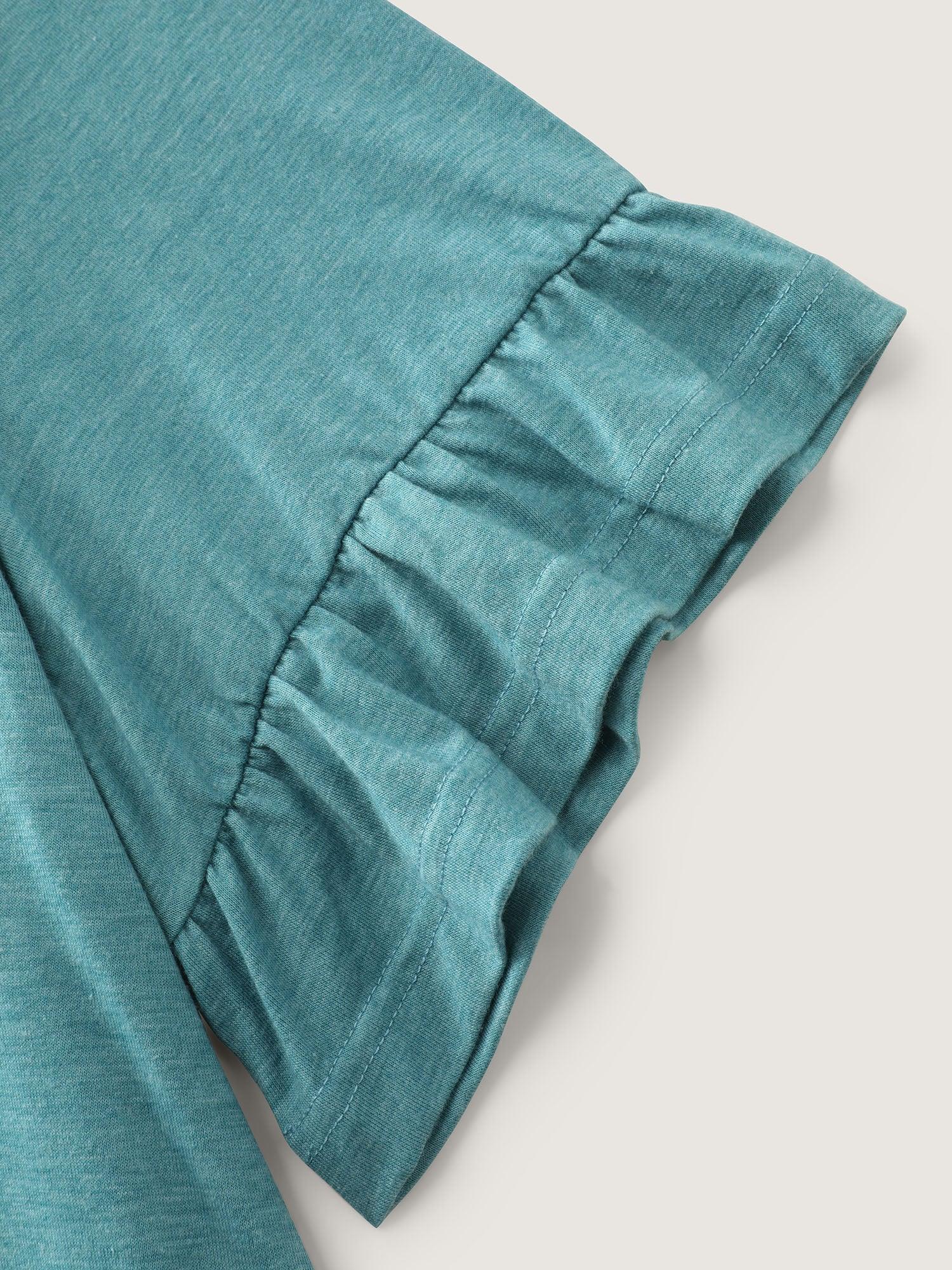 Supersoft Stretchy Ruffled Hem Plain Knit Top Female Product Image