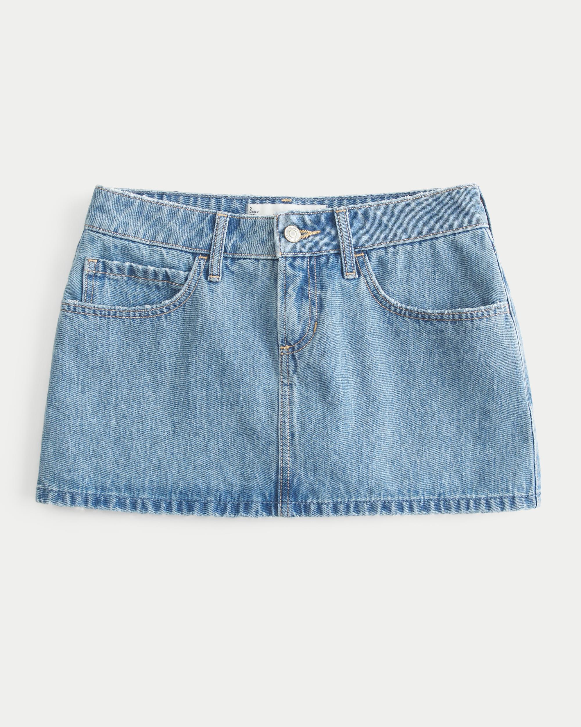 Low-Rise Pink Denim Mini Skort Product Image