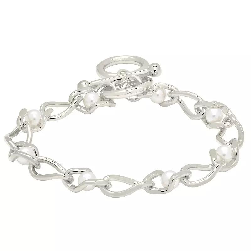 MC Collective Amedea Simulated Pearl Toggle Bracelet, Women's, Size: 7", Silver Product Image