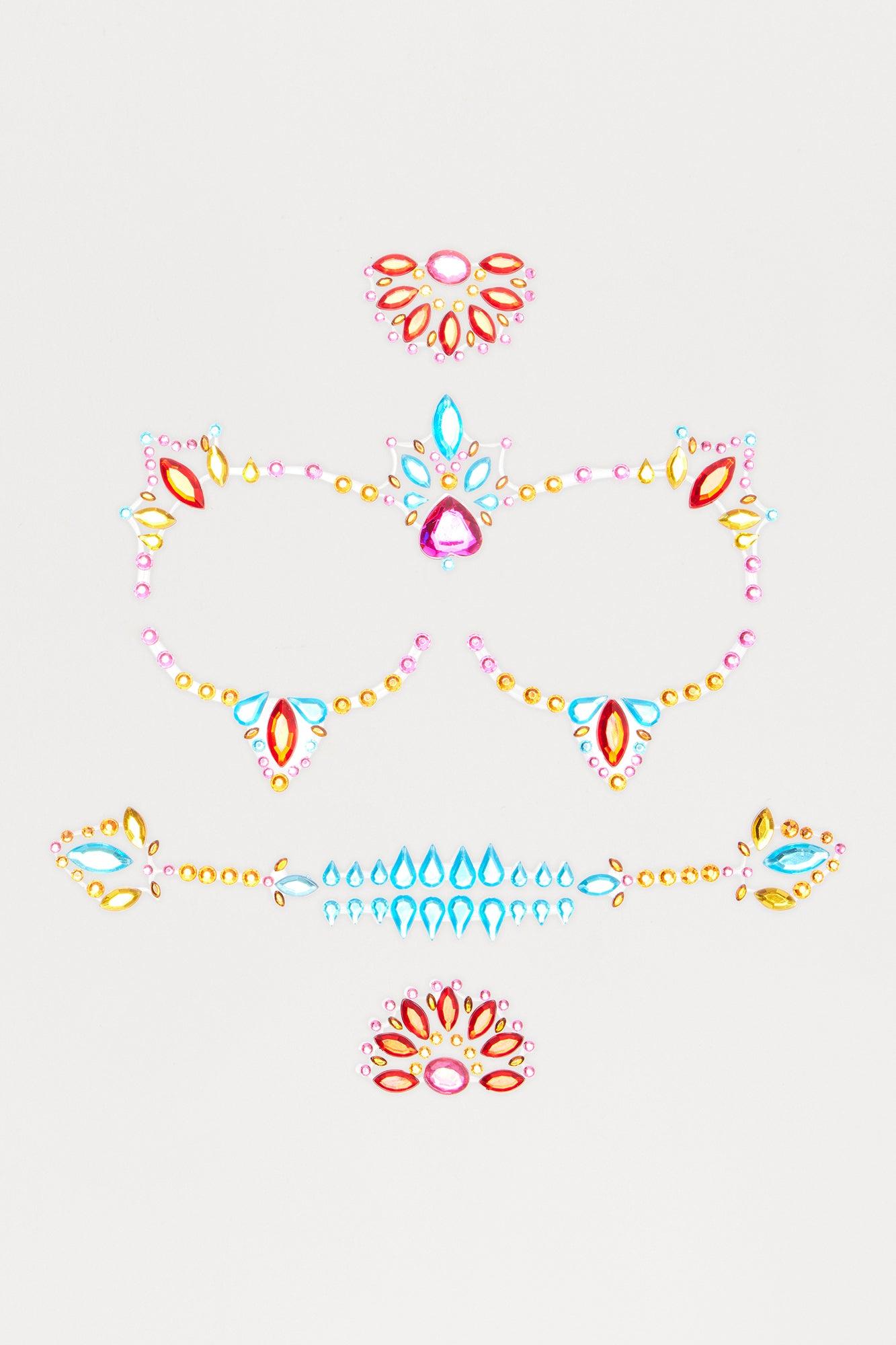 Dia De Los Muertos Halloween Costume Face Jewels - Multi Color Female Product Image