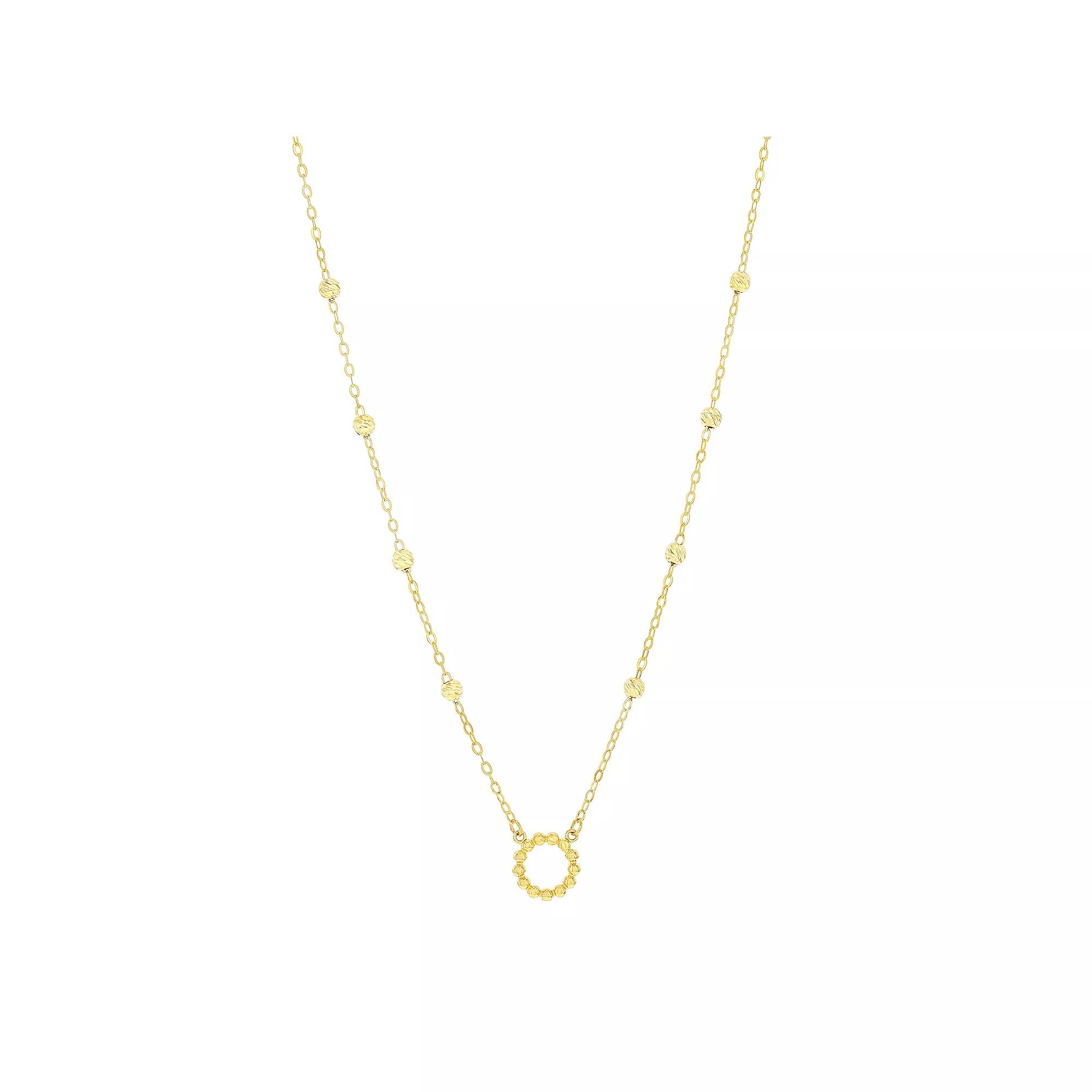 Divine Gold 14k Gold Circle Beaded Necklace, Women's, Size: 16-18" ADJ Product Image