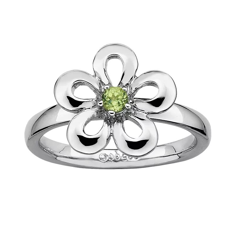 Stacks & Stones Sterling Silver Peridot Flower Stack Ring, Women's, Size: 8, Green Product Image