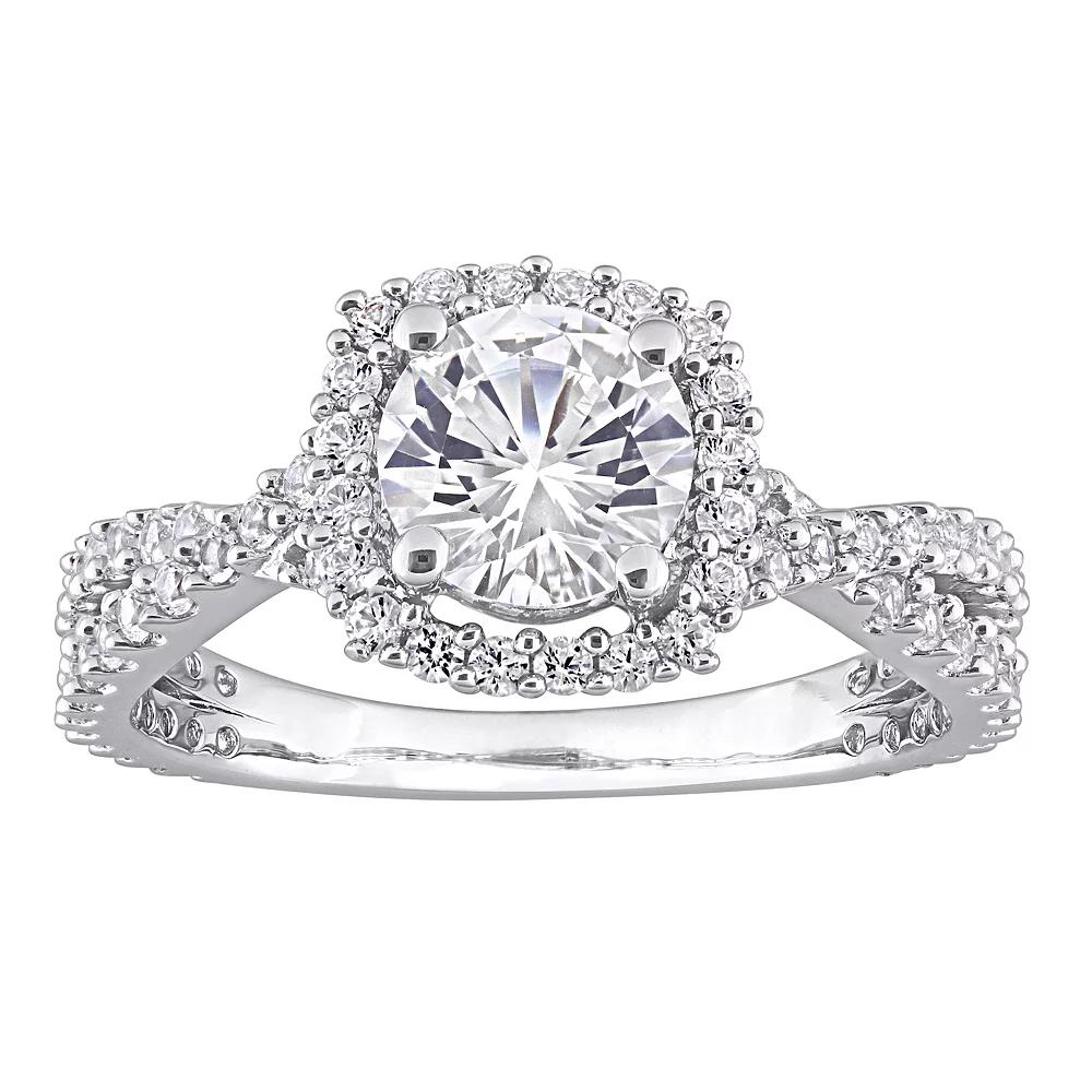 Stella Grace Sterling Silver Lab-Created White Sapphire Halo Ring, Women's, Size: 8 Product Image