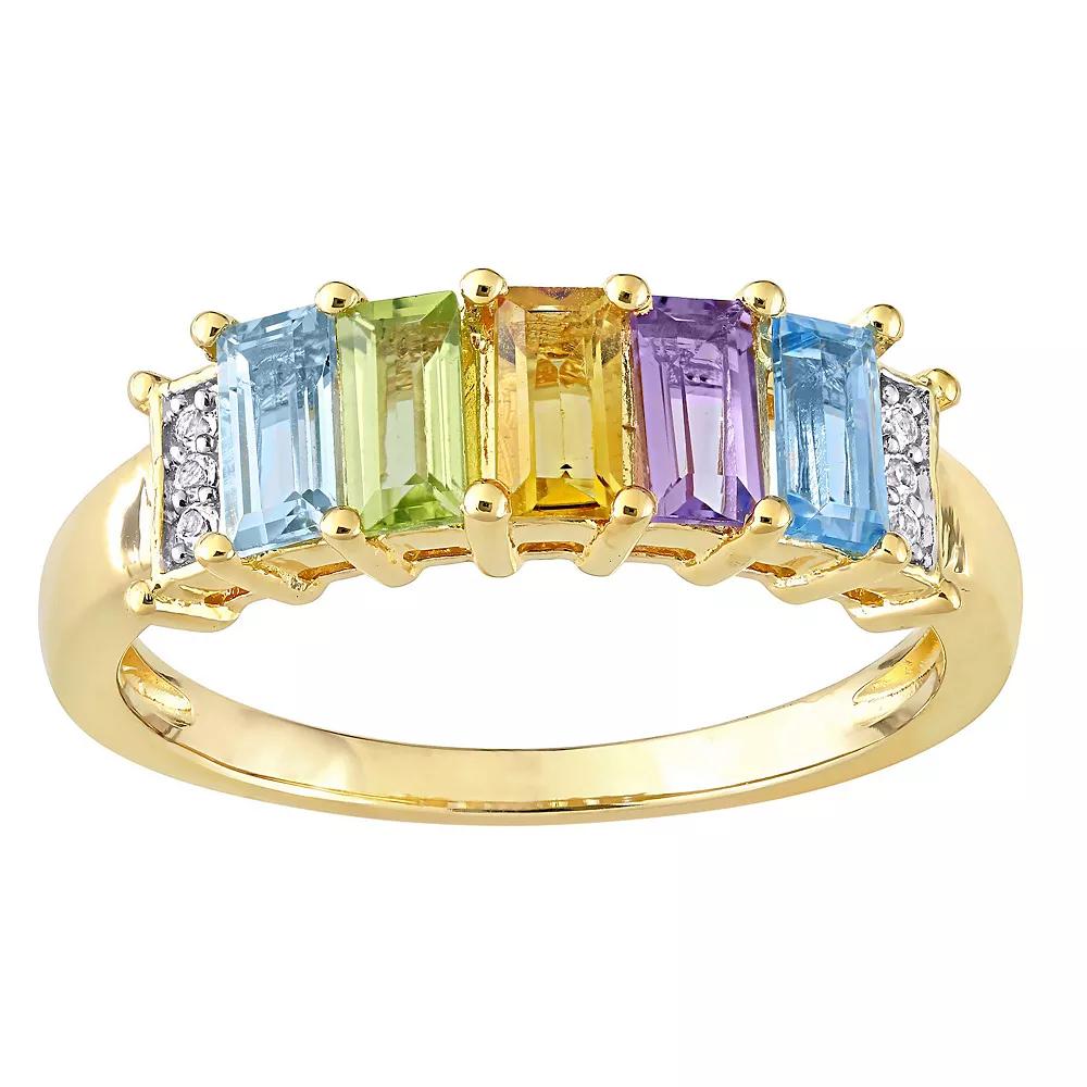Stella Grace 18k Gold Over Silver Multi-Gemstone 5-Stone Ring, Women's,  Product Image