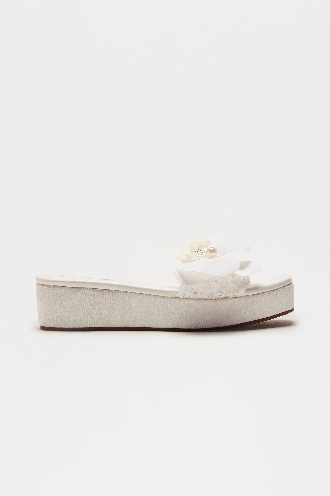 Oceana Flower Sandals - White Product Image