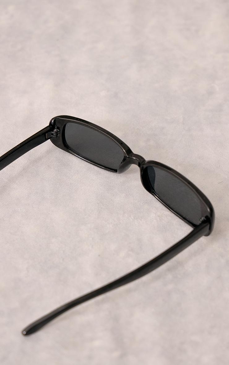 Black Ultra Slim Rounded Rectangular Sunglasses Product Image