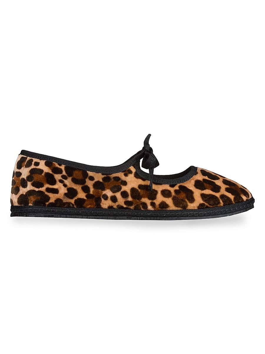 Womens Timeless Brigitte Tiepolo Leopard Cotton Velvet Slippers Product Image