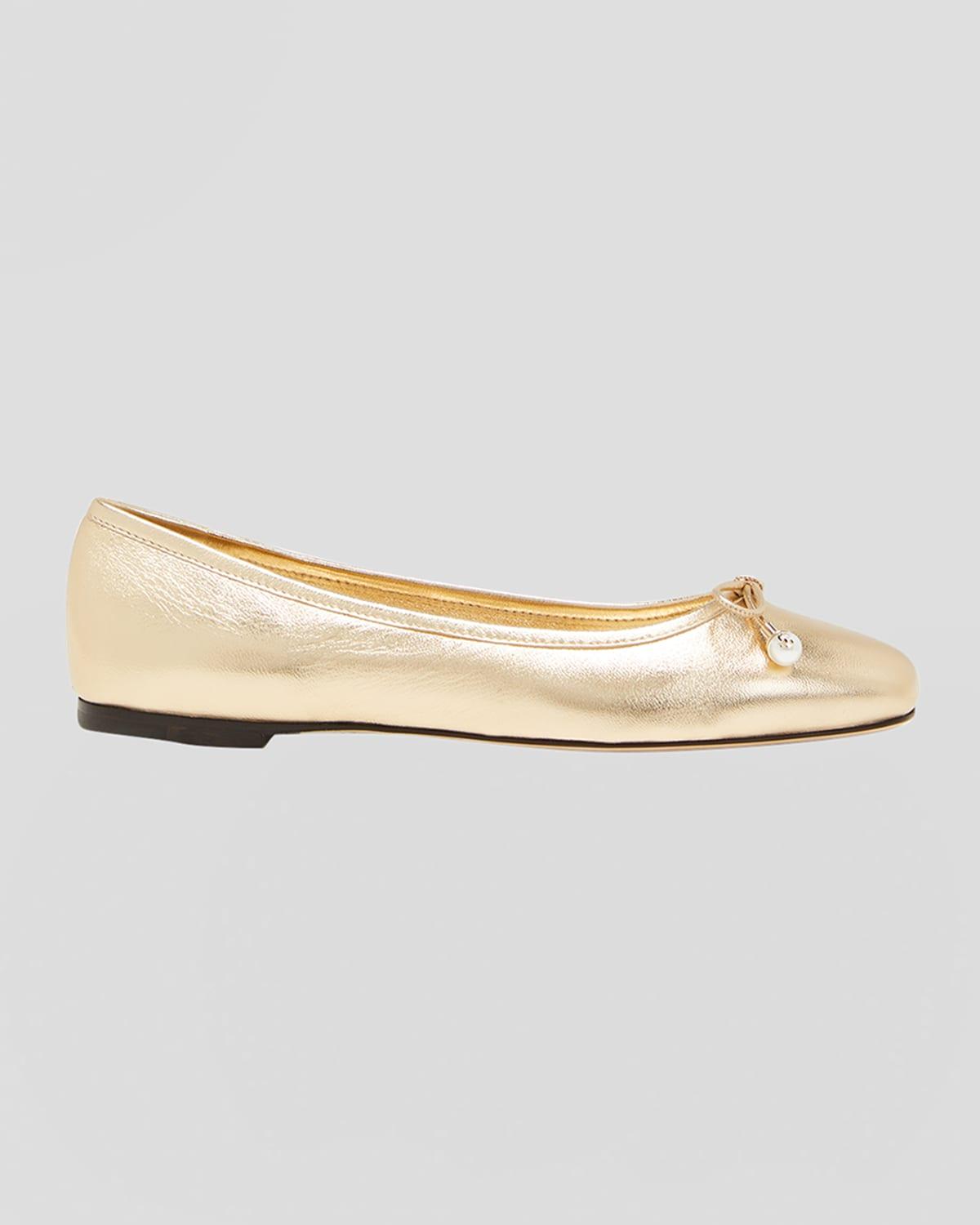 Elme Metallic Bow Ballerina Flats Product Image