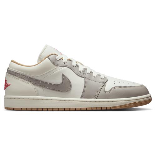 Jordan Mens Jordan AJ 1 Low - Mens Shoes Sail/Fire Red/College Grey Product Image