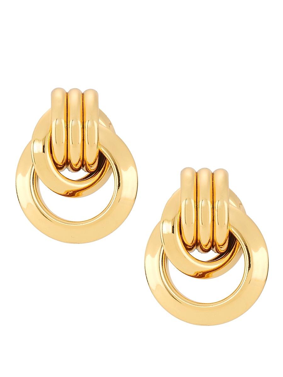 Womens Love Knot Doorknocker Gold-Plated Earrings Product Image