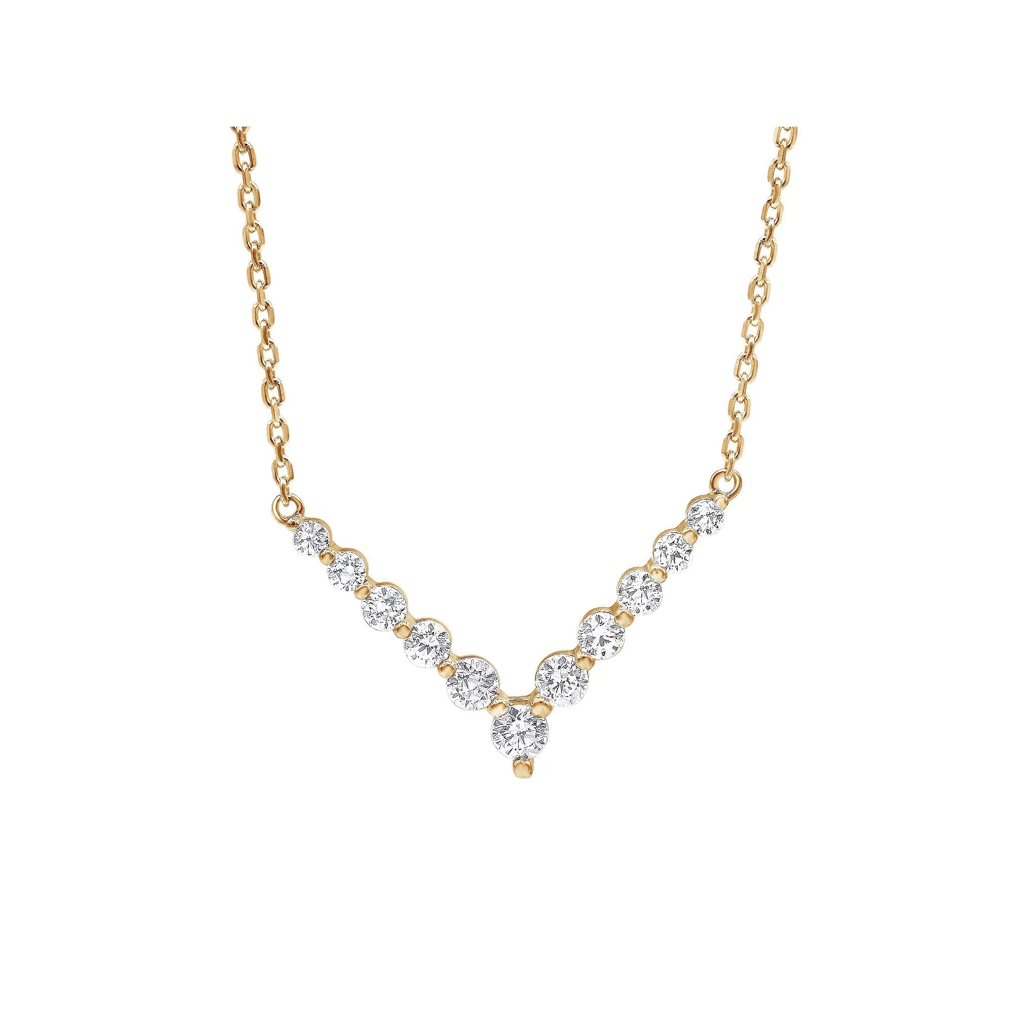 Gemstone Brilliance Lab-Created White Sapphire V-Shape Necklace, Women's,  Product Image