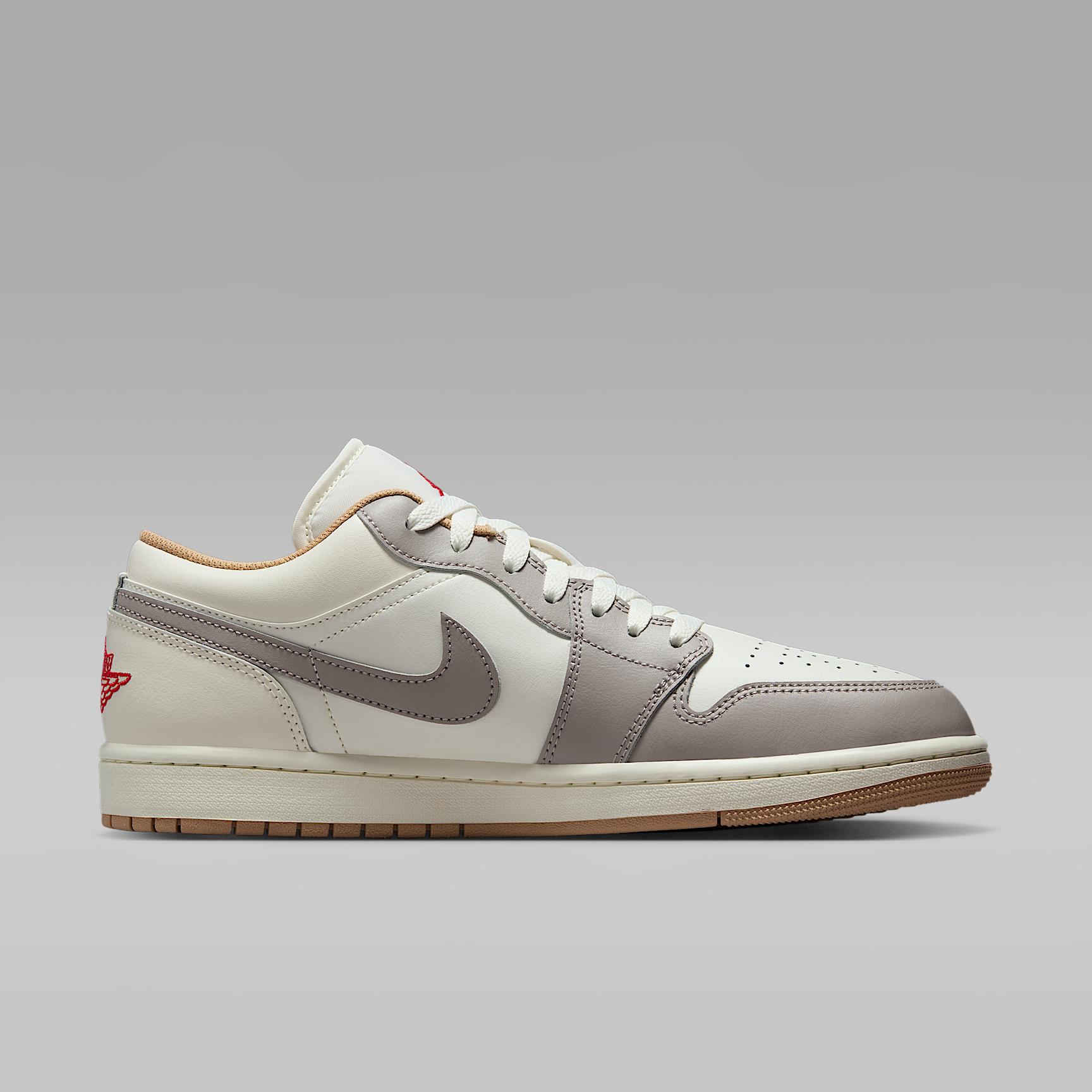 Jordan Mens Jordan AJ 1 Low - Mens Shoes Sail/Fire Red/College Grey Product Image