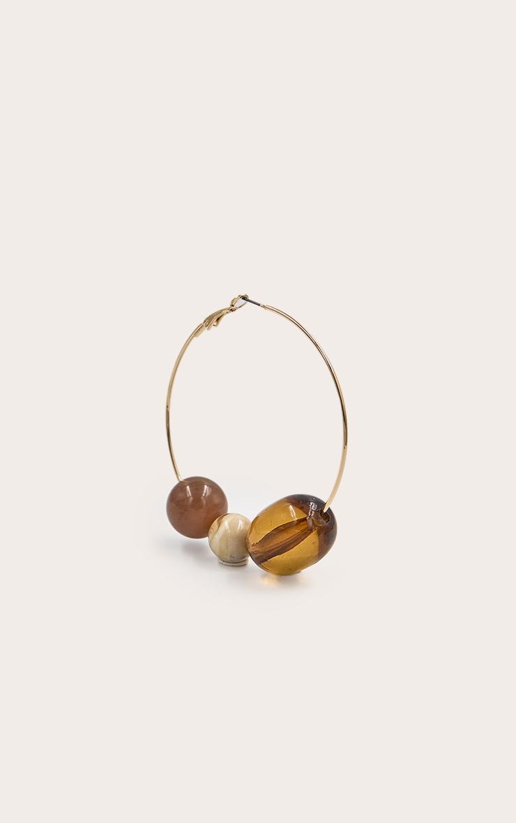 Brown Beaded Large Hoop Earrings Product Image