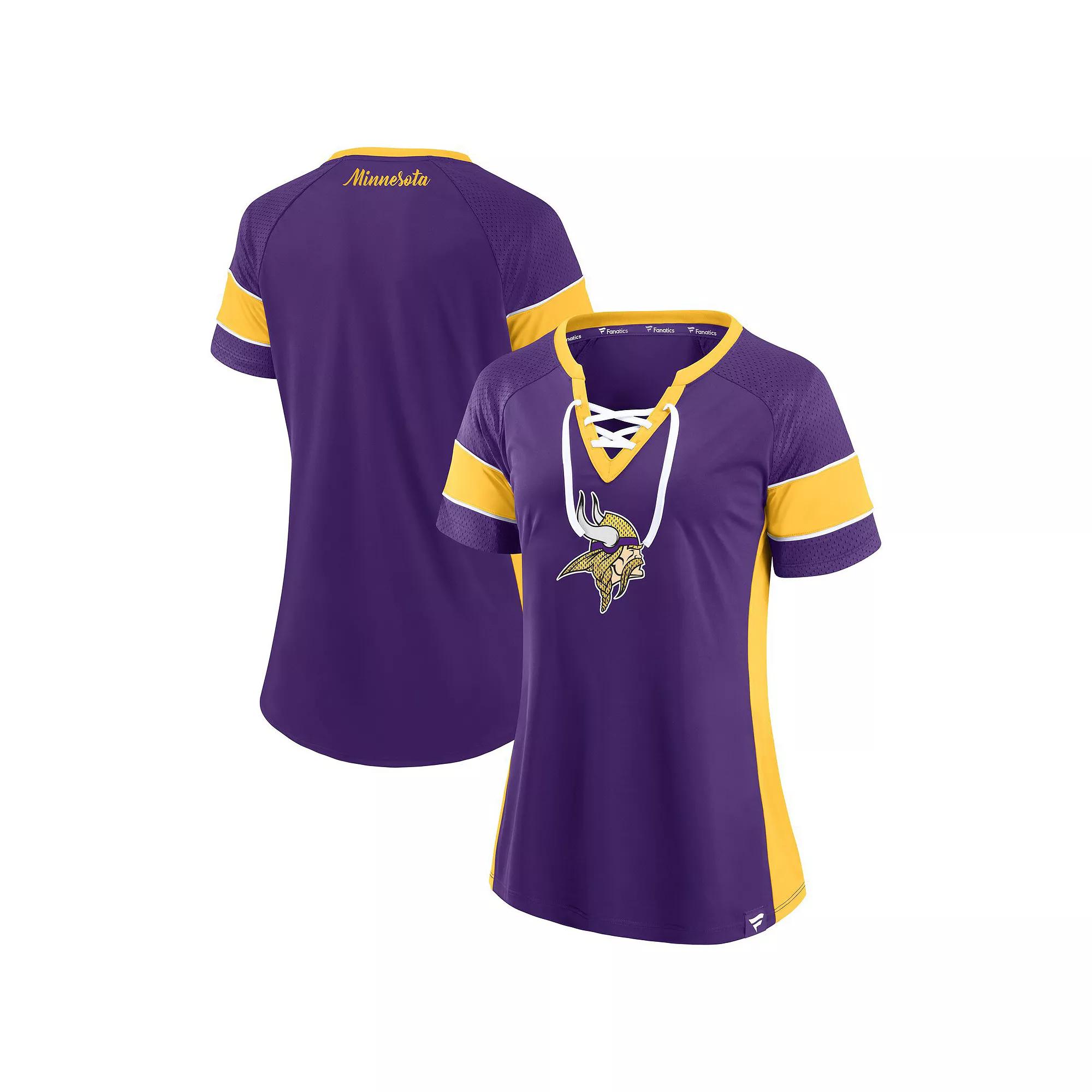 Women's Fanatics  Purple Minnesota Vikings Athena Lace-Up Top, Size: XL Product Image