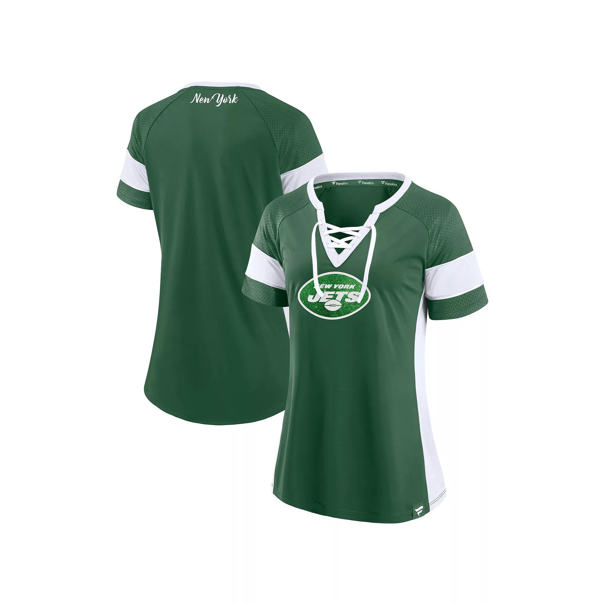 Women's Fanatics  Dark Green New York Jets Athena Lace-Up Top, Size: 3XL Product Image
