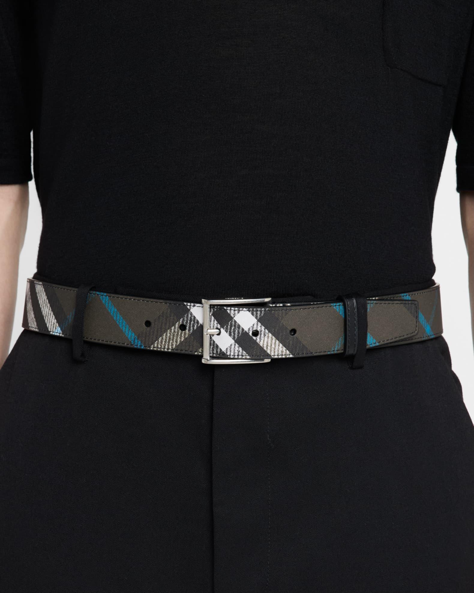 Mens Check Shield-Buckle Belt Product Image