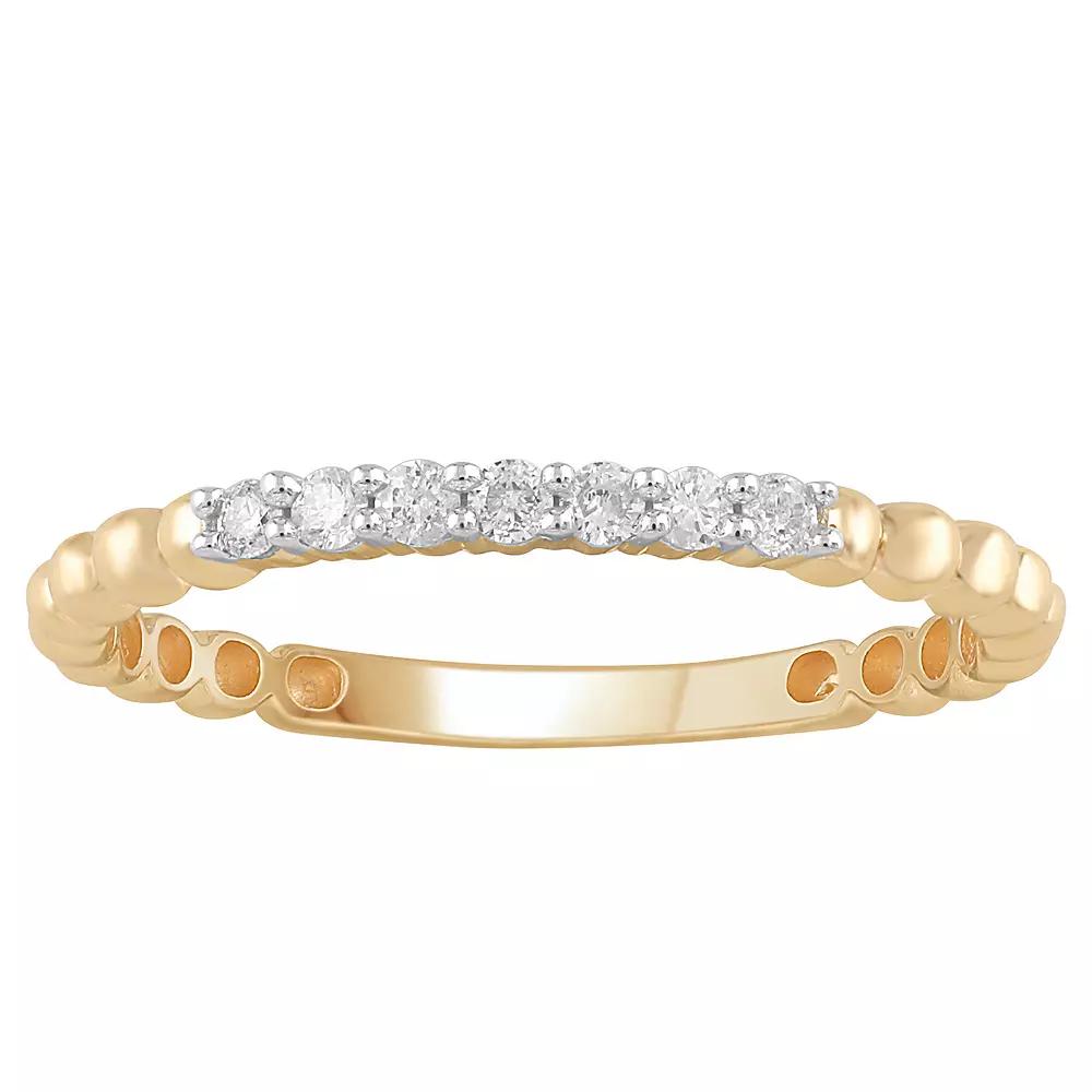 10k Gold 1/8 Carat T.W. Diamond Stackable Band Ring, Women's, Pink Product Image