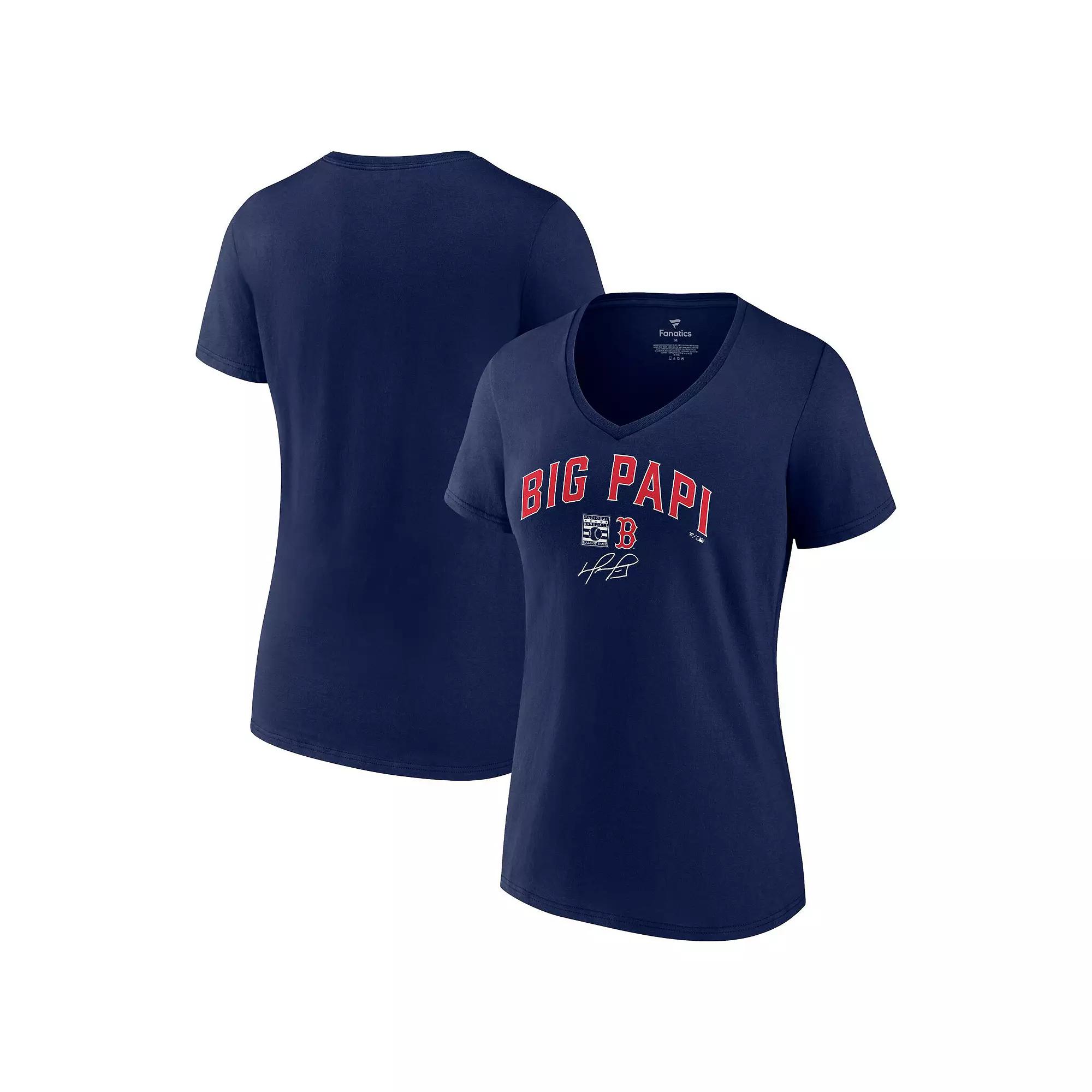 Women's Fanatics Branded David Ortiz Navy Boston Red Sox Big Papi Graphic V-Neck T-Shirt,  Product Image