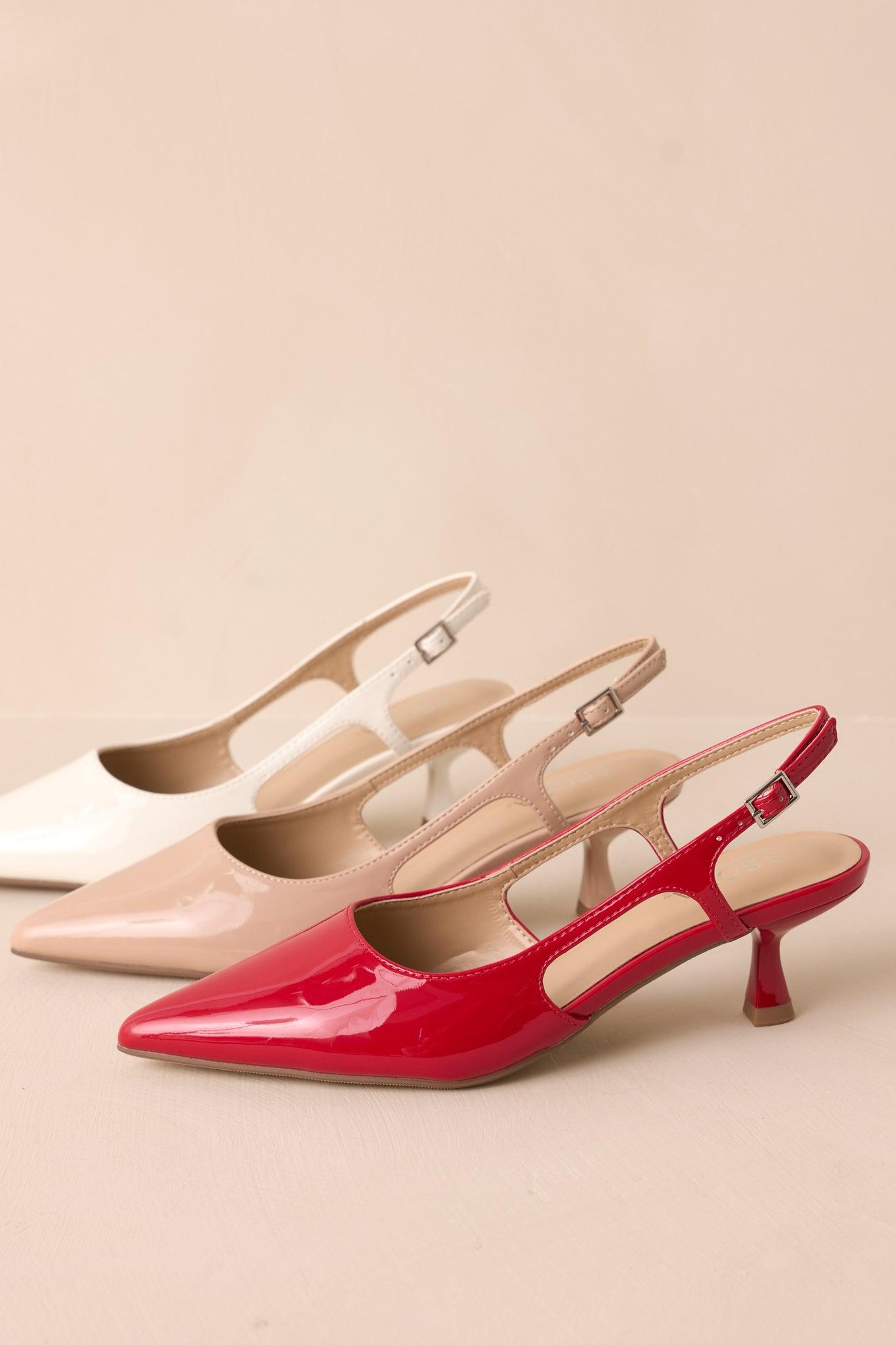 Fiercely Stunned Red Patent Slingback Kitten Heels Product Image