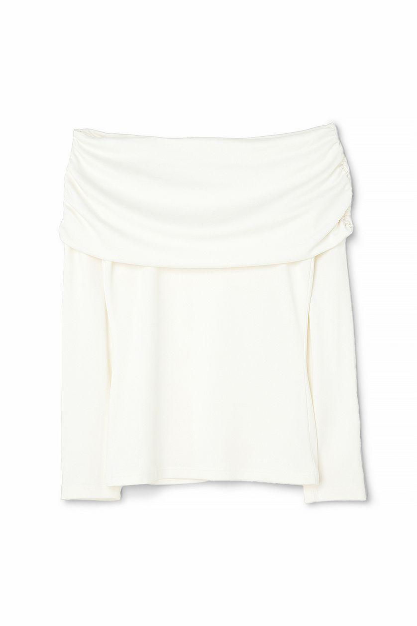 Off Shoulder Jersey Top Offwhite Product Image