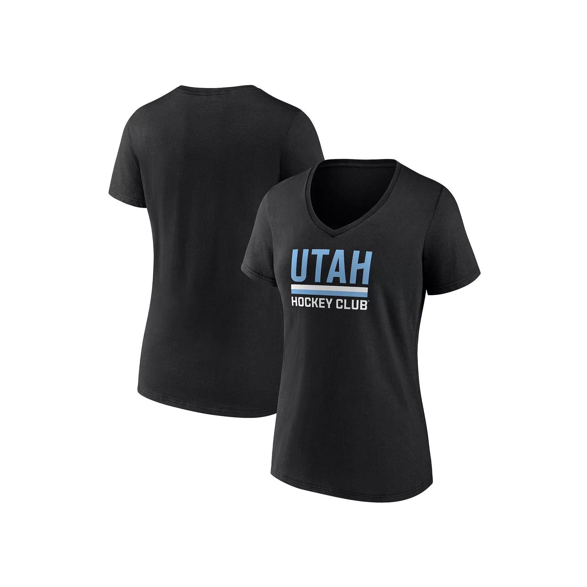 Women's Fanatics Black Utah Hockey Club Secondary Logo V-Neck T-Shirt,  Product Image
