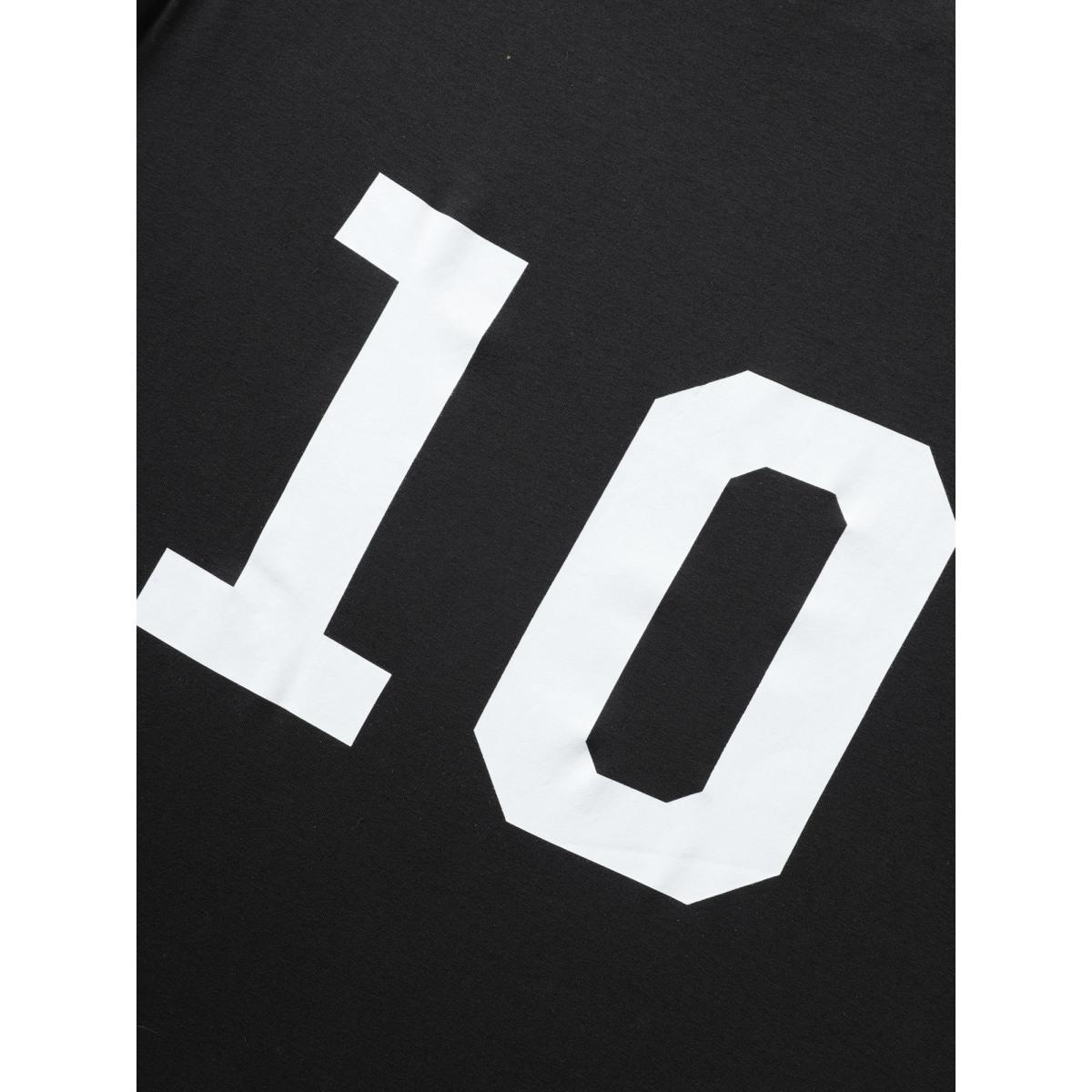 Plus Size Number Print Striped Mesh Patchwork Midi Dress Black Women Casual See through Round Neck Short sleeve Curvy BloomChic 14-16/1X Product Image