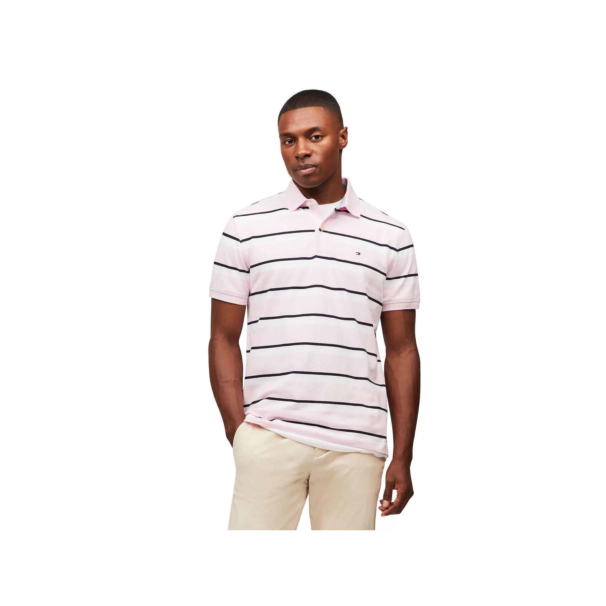 Men's Tommy Hilfiger Charlie Stripe Polo, Size: Medium, Simple Pink Product Image
