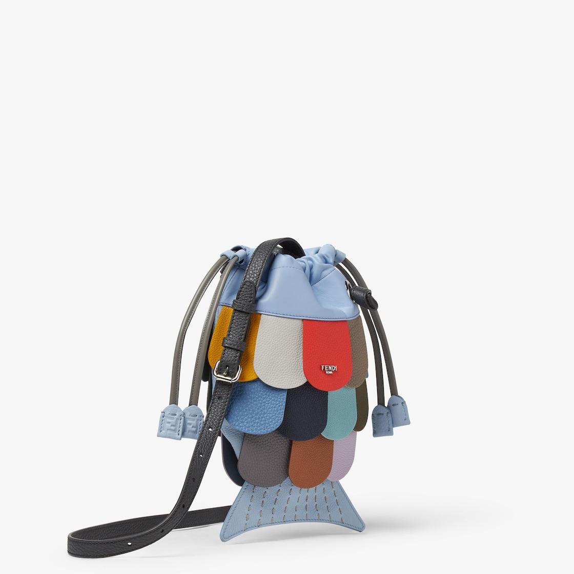 Fish BagNappa leather and multicolor patchwork Cuoio Romano leather bag Product Image