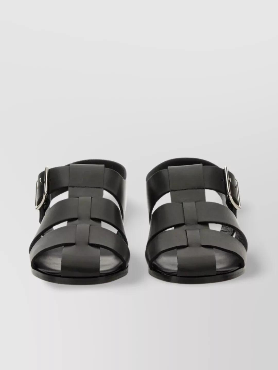 AEYDE 10mm Whit Leather Fisherman Sandals In Black Product Image
