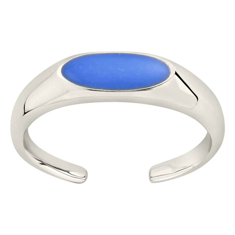 MC Collective Sterling Silver Enamel Open Signet Ring, Women's, Size: 8, Silver Tone Blue Product Image