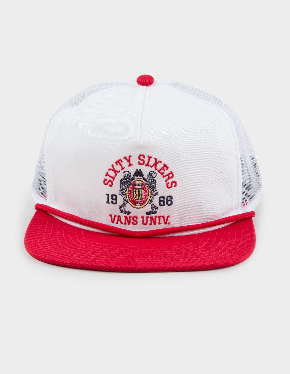 VANS Sixty Sixers Unstructured Trucker Hat - WHT/RED Product Image