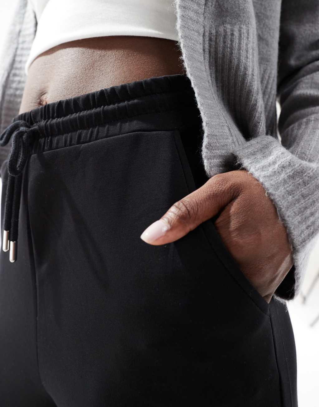 Stradivarius soft touch flare sweatpants in black Product Image