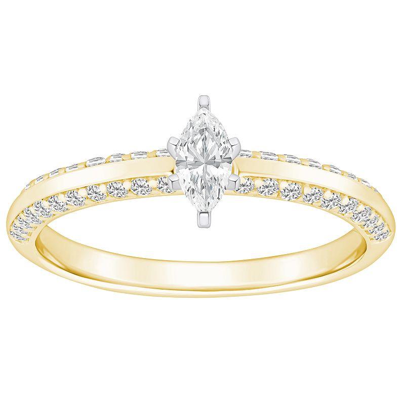 Alyson Layne 14k Gold 3/5 Carat T.W. Diamond Marquise Pave & Polished Band Engagement Ring, Women's, Size: 8.50, 14k White Gold Product Image