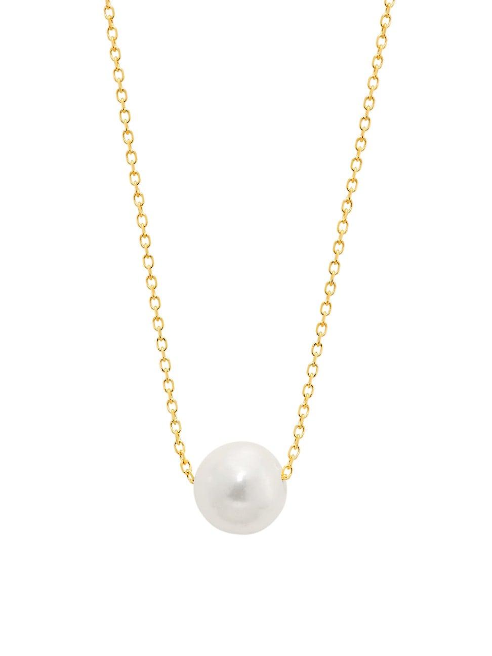 Womens 14K Yellow Gold & Pearl Pendant Necklace Product Image