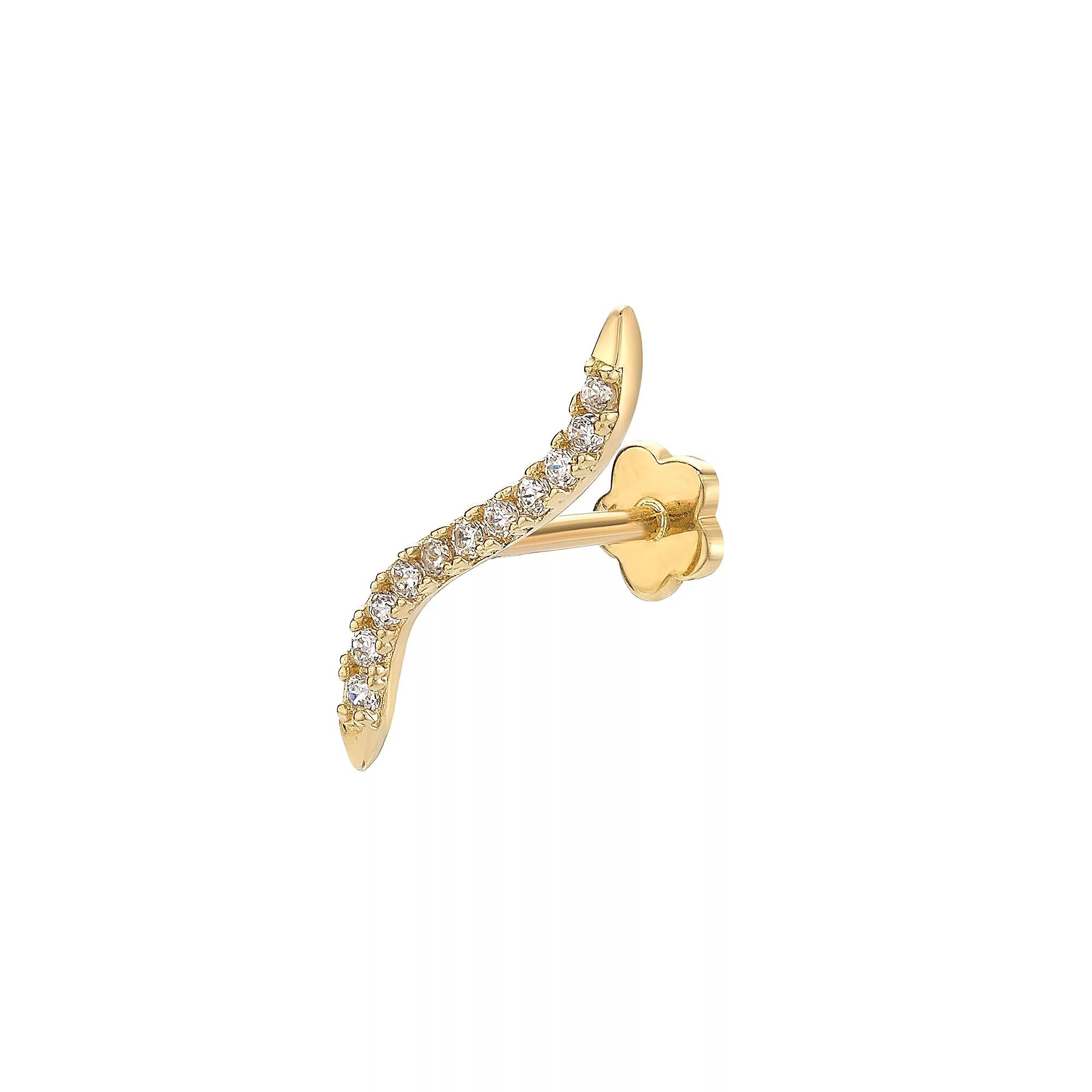 Lila Moon 14k Gold Cubic Zirconia Curved Bar Cartilage Earring, Women's Product Image