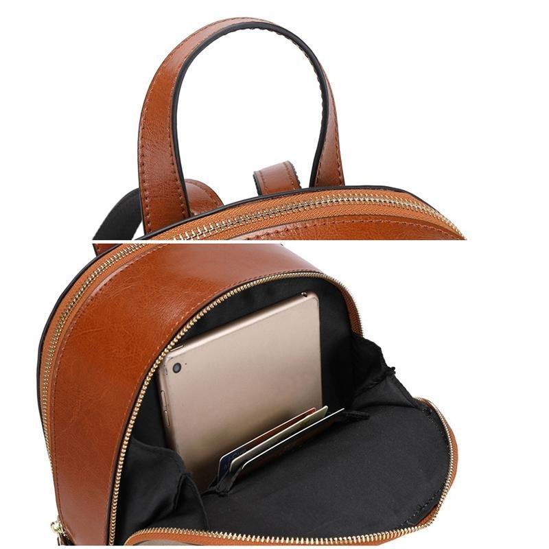 TAMIA Cowhide Leather Backpack ~ Black Product Image