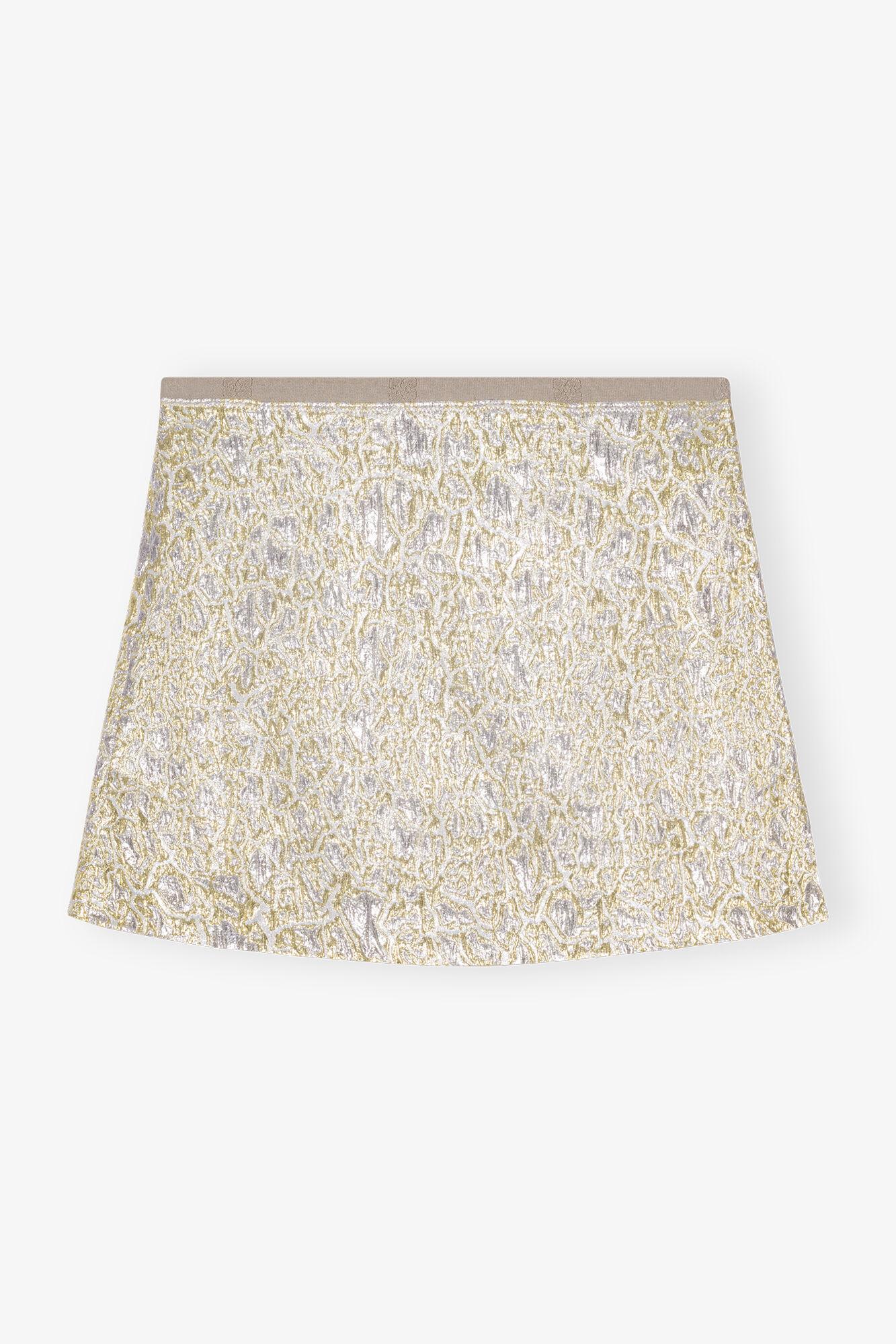 Gold and Silver Metallic Elasticated Mini Skirt Product Image