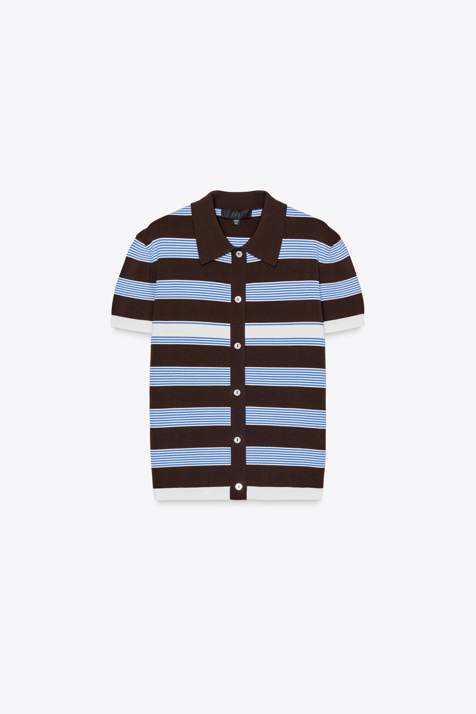 STRIPED KNIT POLO SHIRT Product Image