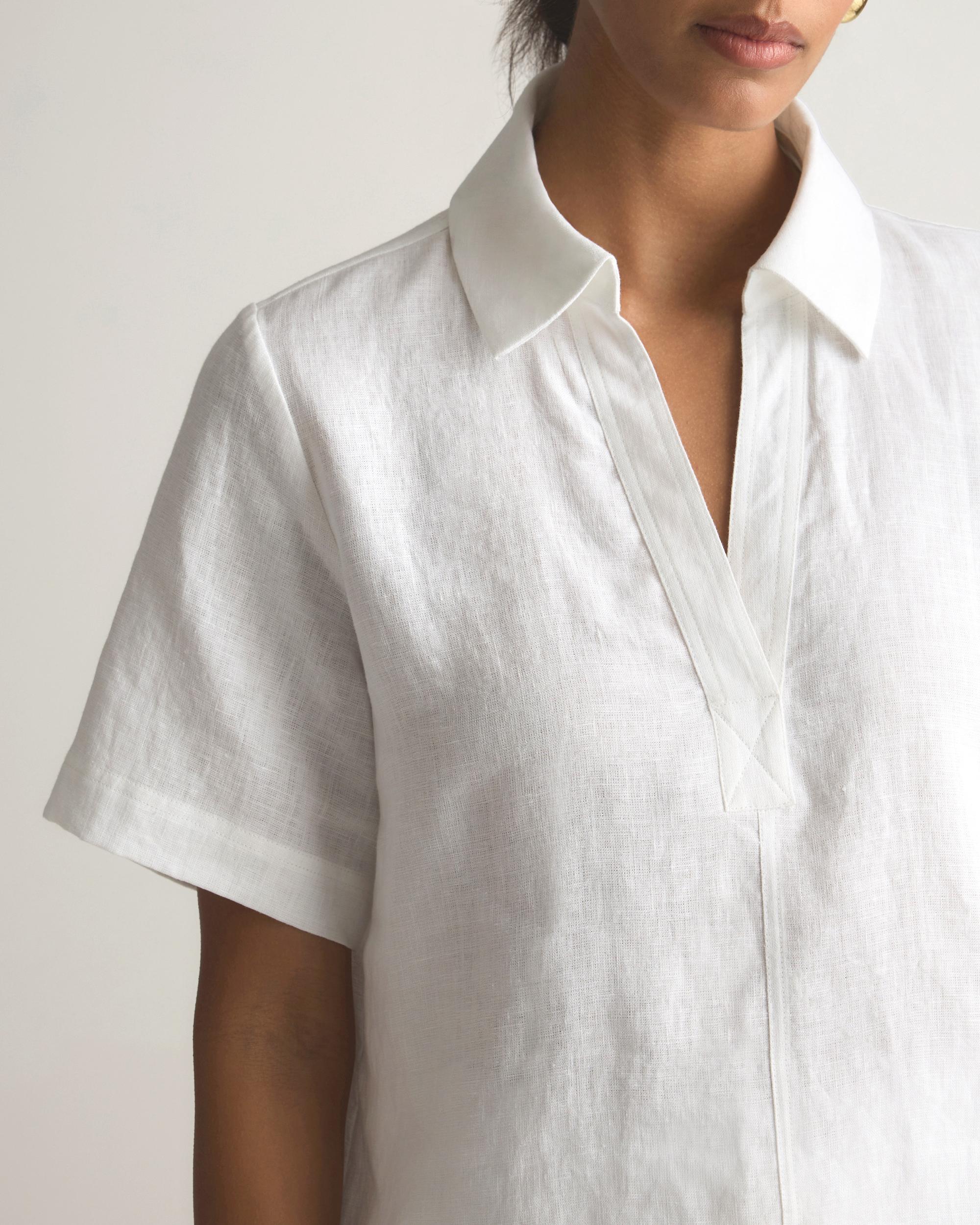 Quince | Women's 100% European Linen Short Sleeve Popover Top Product Image