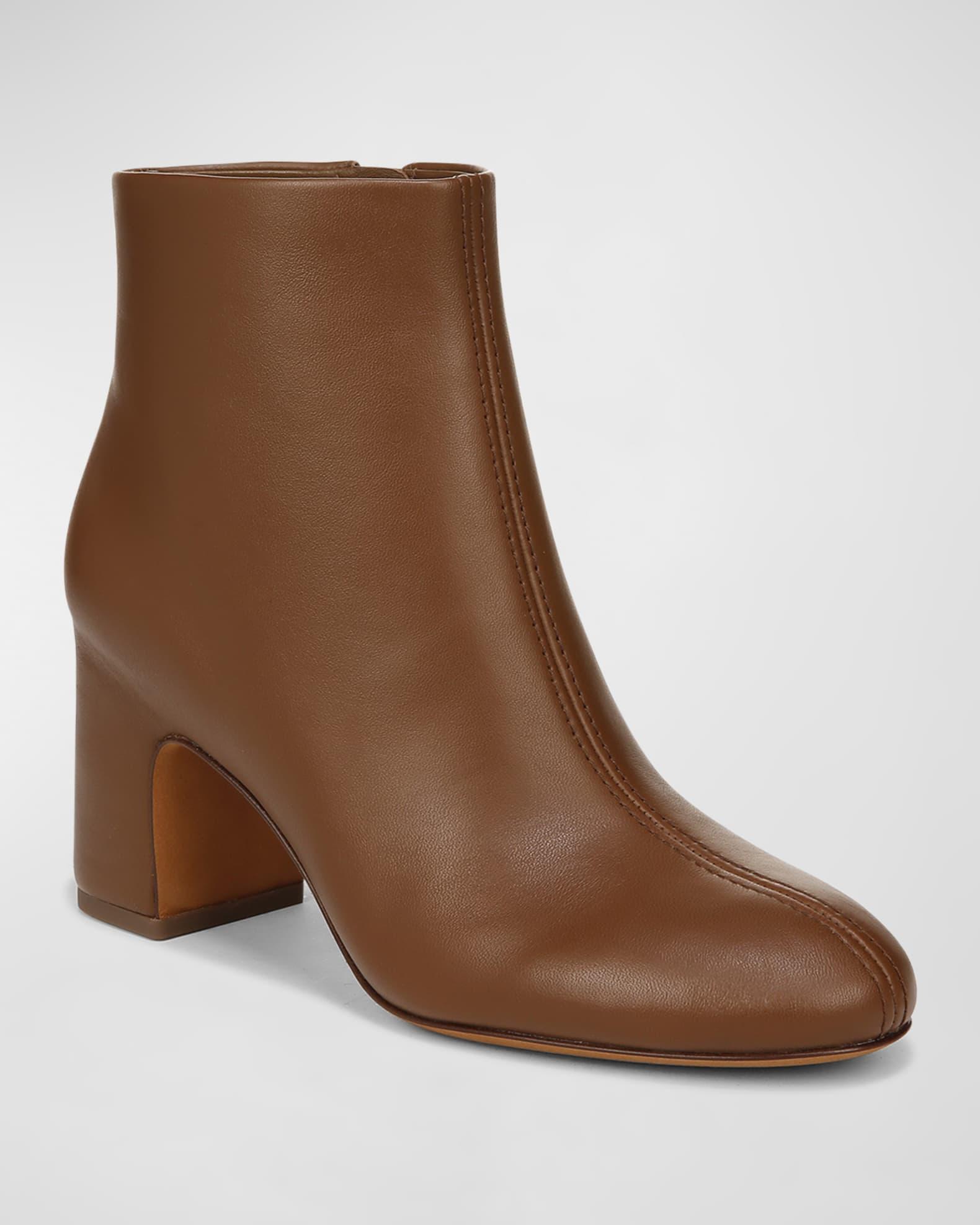 Terri Leather Block-Heel Booties Product Image