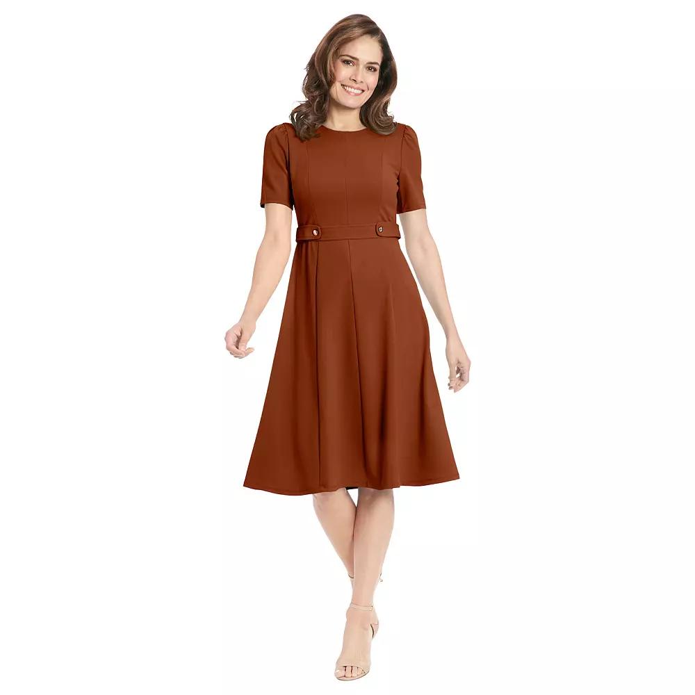 Women's London Times Solid Side Tab Fit & Flare Dress,  Product Image