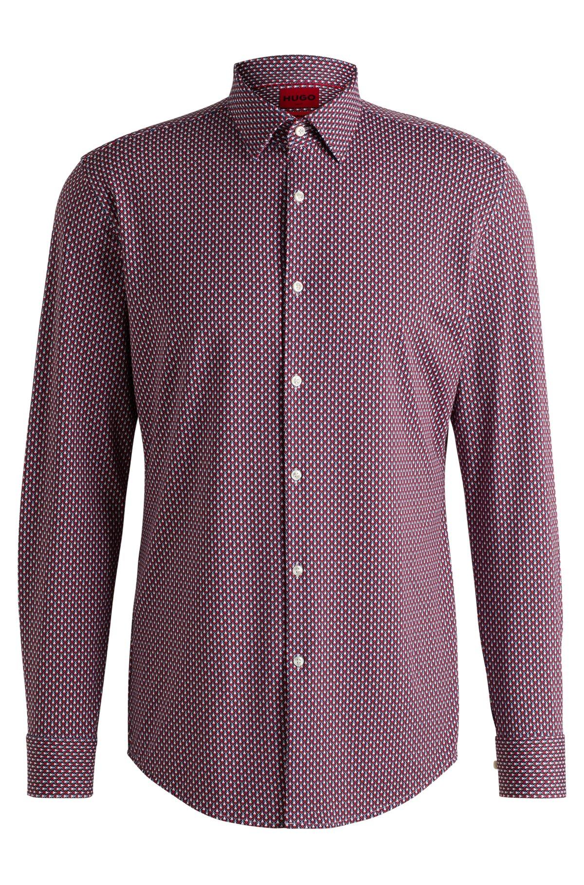 Slim-fit shirt in printed performance-stretch jersey Product Image