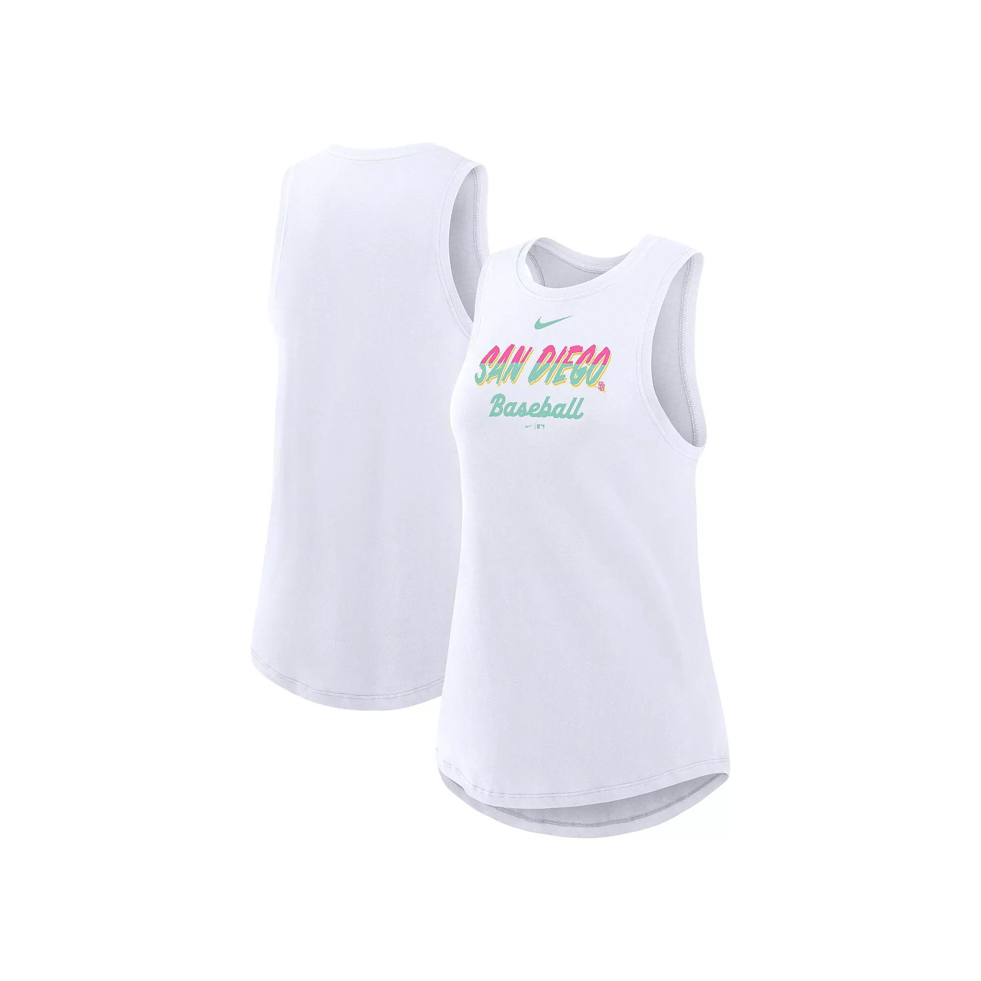 Women's Nike White San Diego Padres City Connect Tricode High Neck Performance Tank Top, Size: Large Product Image