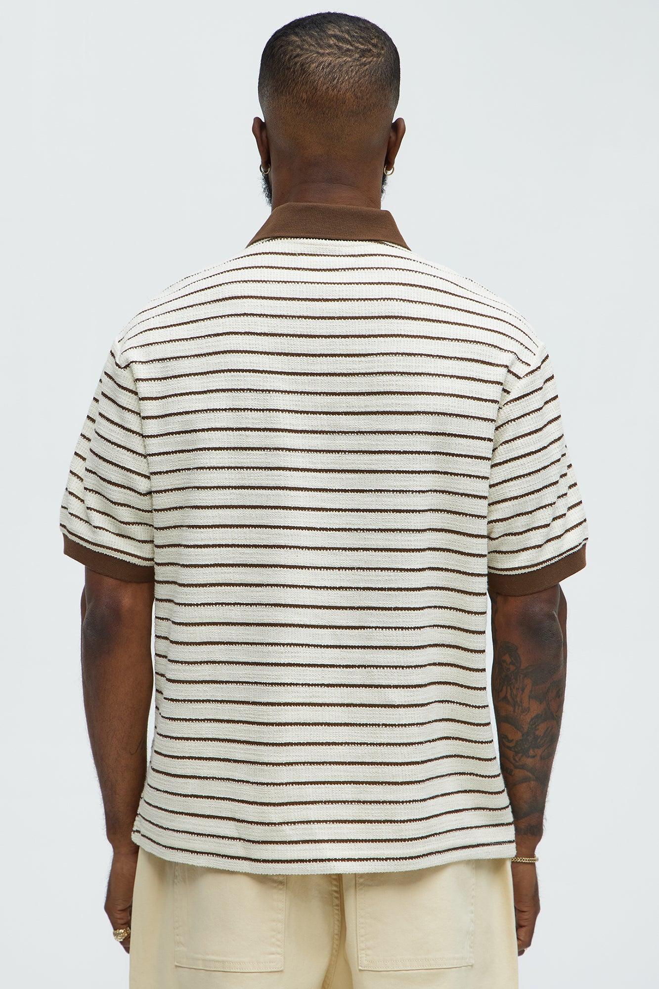 Terry Striped Polo Shirt - Cream/combo Product Image