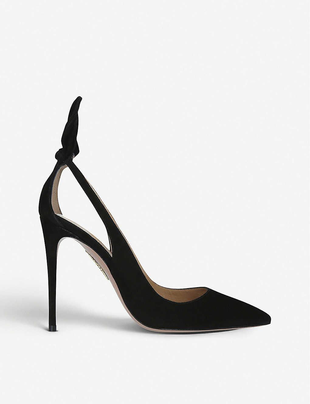 AQUAZZURA Bow Tie 85 Suede Pumps In Black Product Image
