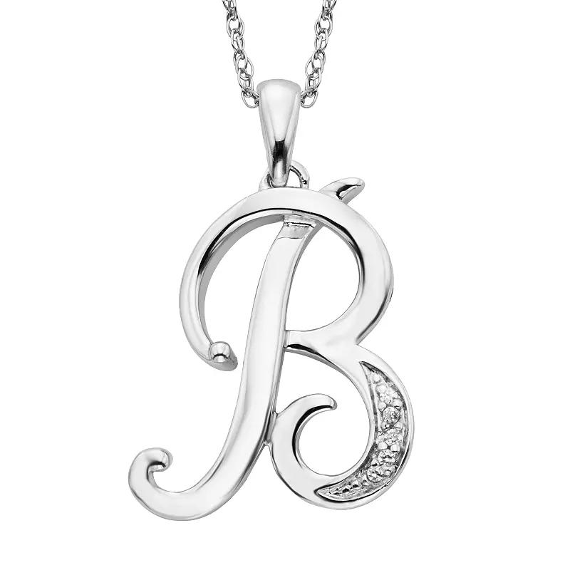 Sterling Silver Diamond Accent Initial Pendant, Women's,  Product Image